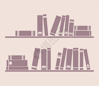 老图书馆书架上的书籍仅是文献图标矢量插图设计图片