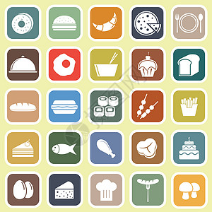 香煎藕饼黄色背景的食品平板图标设计图片