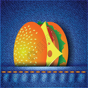 美国西冷牛排汉堡包火腿帆布纺织品营养包子洋葱午餐沙拉插图小吃设计图片