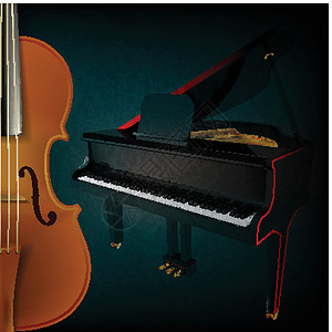 钢琴小提琴带小提琴和钢琴的抽象音乐背景漩涡中提琴细绳娱乐歌曲舞蹈剧院音乐会木头古董设计图片