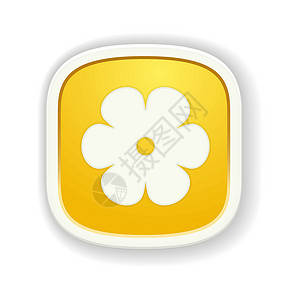带有花朵图标的按钮界面花瓣园艺白色黄色阴影艺术草本植物花店插图背景图片