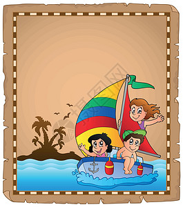 单桅帆船附有旅行主题2的划单设计图片