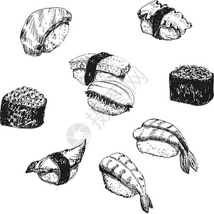 寿司三折页寿司海苔螃蟹美食海鲜熏制食物海藻奶油芝麻小吃设计图片