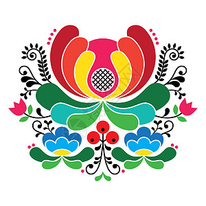 哈布寺挪威民间艺术图案     玫瑰色风格刺绣设计图片