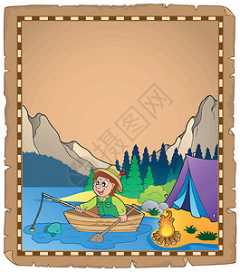 火湖清境与渔民2的羊皮纸设计图片
