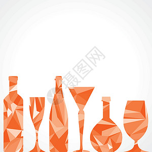 玻璃锥瓶摘要三角葡萄酒瓶和玻璃 矢量插图设计图片