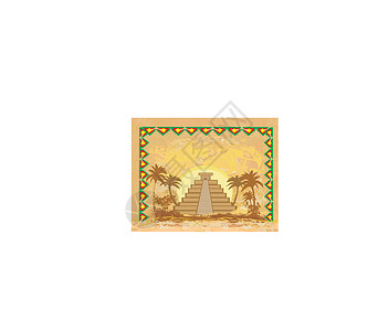 伊拉斯谟山墨西哥的历史地标金字塔建筑学废墟卡通片古董宗教棕榈插图设计图片