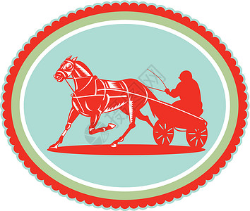 卡拉马罗马和骑马哈内斯 赛马罗塞特RETRO赛车驾车马术大车比赛艺术品跑步椭圆形插图小跑设计图片
