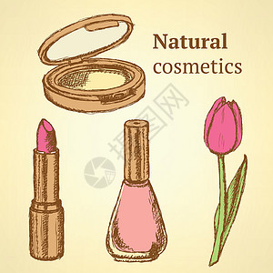 杜瓦瓶配有郁金花的彩色美容设备女孩美甲魅力口红指甲女士身体女性玻璃瓶子设计图片