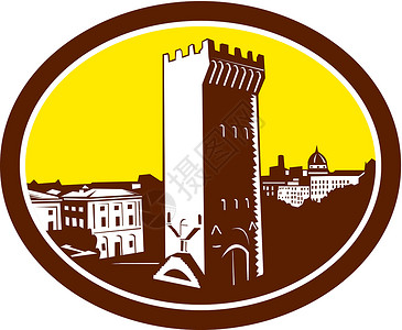 佛罗伦萨阁圣尼科洛塔台佛罗伦萨伍德克建筑学木刻建筑城堡圆圈设计图片