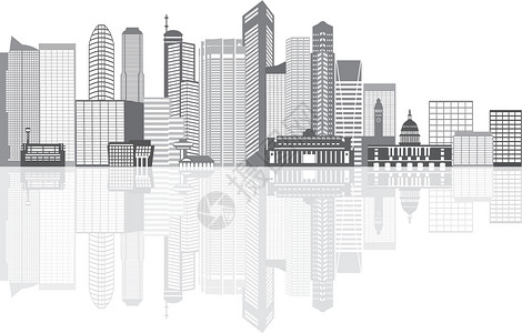 业主公约带有反射说明的新加坡城市天线灰度设计图片
