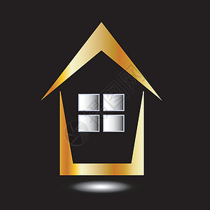 黄金房地产业房屋抽象标识成功窗户城市框架建筑师庇护所维修公司优势金子设计图片