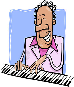 音乐剪贴画爵士钢琴钢琴家漫画插图设计图片