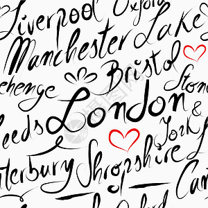 我爱伦敦英格兰旅行目的地无缝无缝模式背景背景游客书法国家文化小册子海报旅游墙纸包装纸世界设计图片