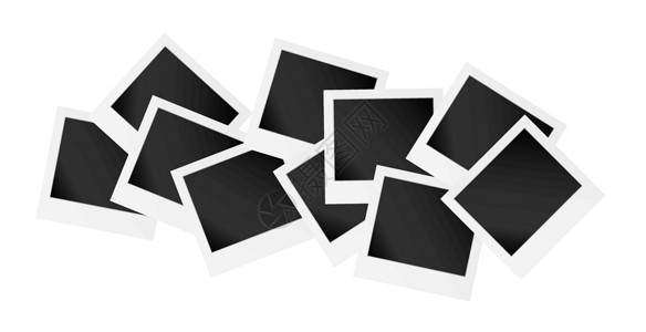 宝丽来纸收集照片框白色卡片艺术快照阴影黑色摄影电影空白记忆设计图片