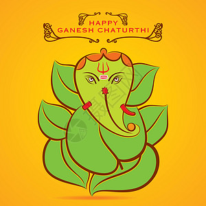 印度大象喜悦节卡片叶子偶像祝福精神雕塑节日书法神话墙纸设计图片
