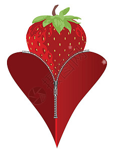 草莓PNG爱草莓金属插图拉链纺织品水果红色牙齿白色紧固件裁缝设计图片