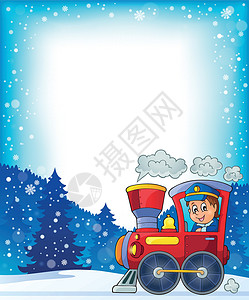 冬季主题 带有火车机设计图片