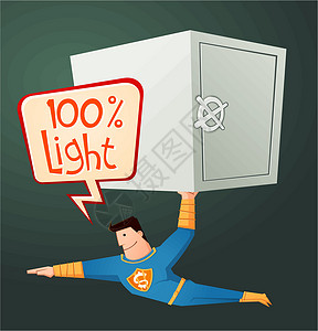 超级强超级英雄带着一个存款箱设计图片