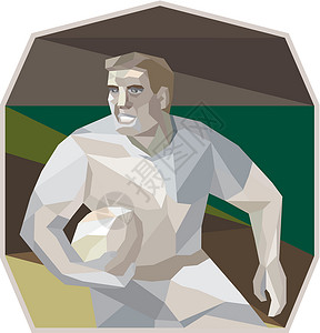 边形芍药花运行低多边形的橄榄球玩家男人联盟男性联赛艺术品跑步九边形三角形插图折纸设计图片