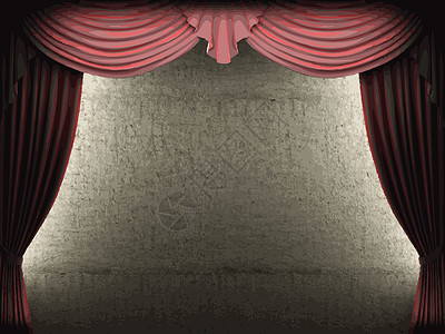 窗帘和石墙壁背景物织物手势推介会布料播音员歌词石头天鹅绒礼堂剧场背景图片