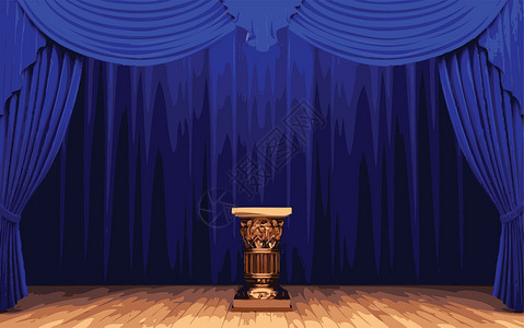 老剧场矢量蓝幕幕级气氛场景天鹅绒推介会展示歌剧观众奢华播音员演员设计图片