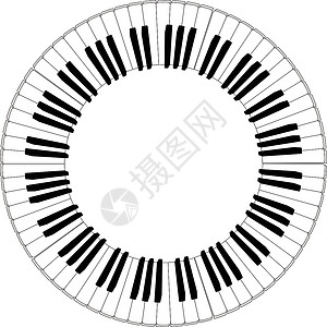 黑白圆形钢琴键盘艺术彩虹体积框架绘画音乐娱乐插图水平钥匙背景图片