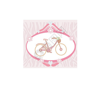 怀抱鲜花少女篮子里放鲜花的自行车设计图片