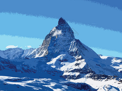 莫尔道嘎泽尔马特上空高山的阿尔卑斯山场景白色三角形气势冻结巧克力寒冷三角爬坡设计图片