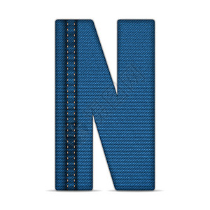 字母字母表 蓝色让简字母纺织品牛仔布棉布概念白色织物接缝衣服手工插图背景图片