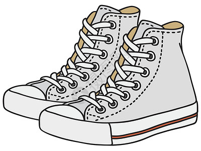 古装白鞋素材白运动鞋纺织品运动白色卡通片蕾丝培训师橡皮孩子们灰色靴子设计图片
