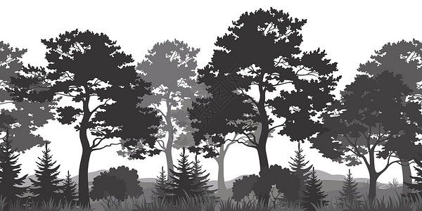 灰色森林无缝背景 夏月森林轮回设计图片