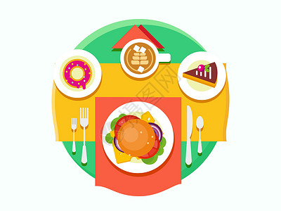 刀板香表板平板设计上的食品物品阴影早餐咖啡店插图午餐桌子蛋糕食物馅饼小吃设计图片