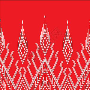 泰佛殿泰 泰国情况泰国模式蕾丝红色网格别针钩针正方形织物插图墙纸围裙设计图片