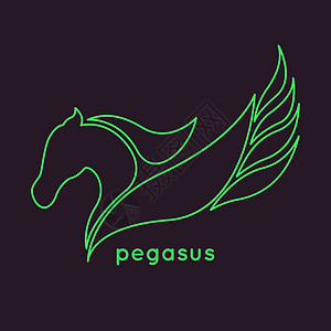 带翅膀的马pegasus 徽标矢量力量速度标识艺术插图运动动物白色野马马术设计图片