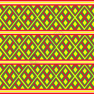 泰禾广场泰 泰国情况泰国模式金子正方形黄色插图纺织品编织植物网格绿色红色设计图片