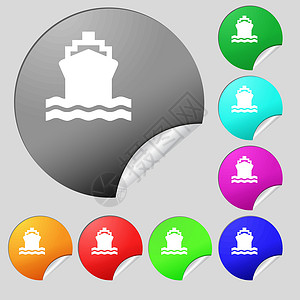 叉车4个8个多色圆环按钮 标签 矢量 Y货运巡航帆船服务插图船运盒子游艇运输空运设计图片