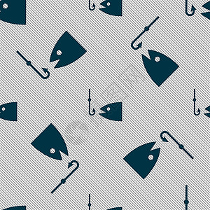 钓鱼上鱼素材渔船图标符号 无缝模式与几何纹理 矢量漂浮物森林元素插图钓鱼灯塔海洋设计乐趣鱼饵设计图片