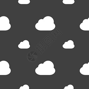 云朵形对话框云形图标符号 灰色背景上的无缝模式 矢量插图收藏计算气候曲线托管夹子互联网天空白色设计图片