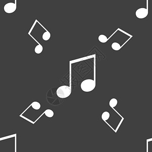 灰色漂浮音符音符 音乐 铃声图标符号 灰色背景上的无缝模式 矢量娱乐电脑笔记播放音乐播放器体积信号列表收音机制作者设计图片