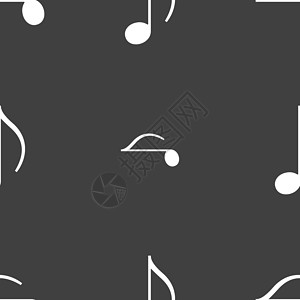 灰色音符素材音符 音乐 铃声图标符号 灰色背景上的无缝模式 矢量歌曲气氛电脑互联网笔记旋律手机收音机信号玩家设计图片