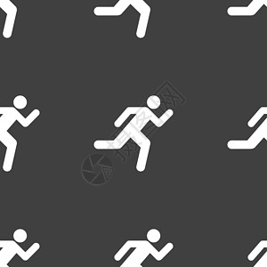 柬埔寨种族正在运行的 man 图标符号 在灰色背景上的无缝模式 矢量锻炼行动商业男人男性短跑冠军运动慢跑活动设计图片
