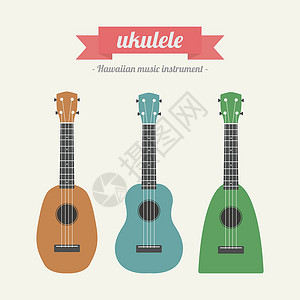 夏威夷小吉他尤克里里琴曲线歌曲工匠吉他器材音乐家指板插图木头精神设计图片