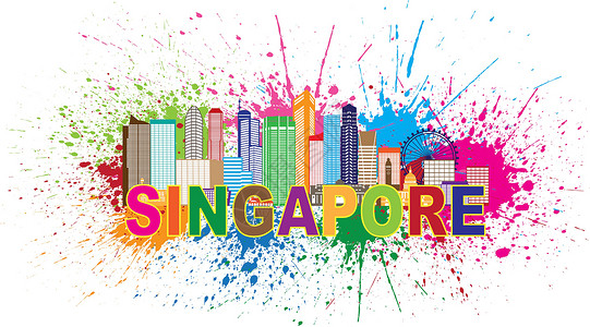 生物多样性公约新加坡市天线涂料喷雾插图设计图片