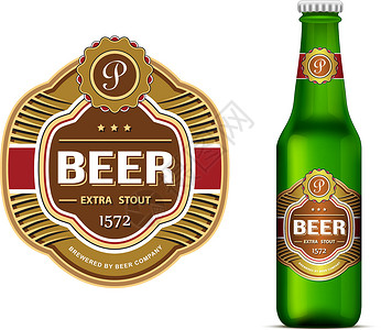 啤酒素材标签啤酒元素饮料瓶子金子派对节日玻璃啤酒厂标签艺术插图设计图片