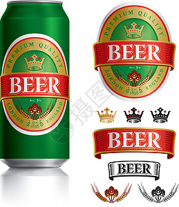 饮料标签啤酒元素瓶子火腿饮料酒花横幅液体标签绘画派对插图设计图片