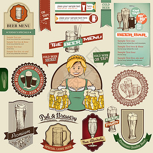 饮料标签啤酒元素酒精横幅玻璃液体商业框架插图瓶子艺术酒吧设计图片