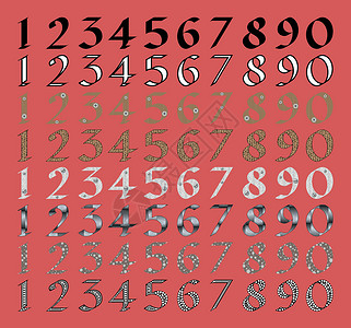 五运六气具有不同填充量的书法数字集设计图片