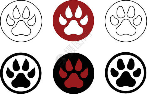 宠物爪动物爪印野生动物黑色插图哺乳动物宠物野外动物小狗猎犬模仿脚趾设计图片