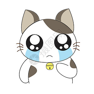 帅哭表情可爱的猫咪性格吉祥物灰色虎斑绘画卡通片漫画插图猫科白色男性设计图片